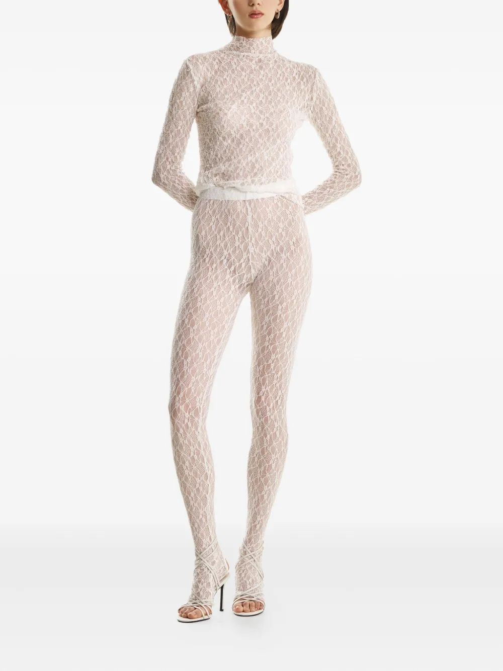 2310 STUDIO lace-pattern trousers - Wit