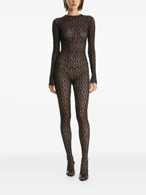 2310 STUDIO lace-pattern long-sleeve jumpsuit