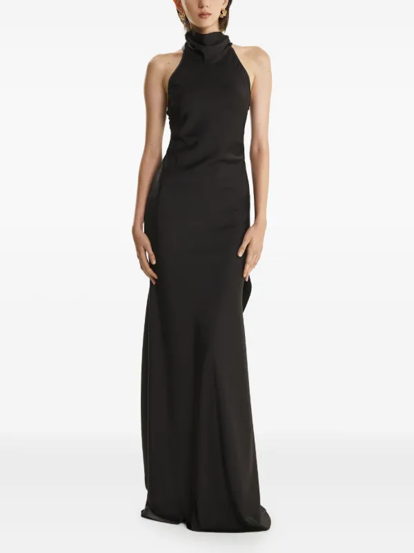 2310 Studio Halterneck Draped Maxi Dress - Black