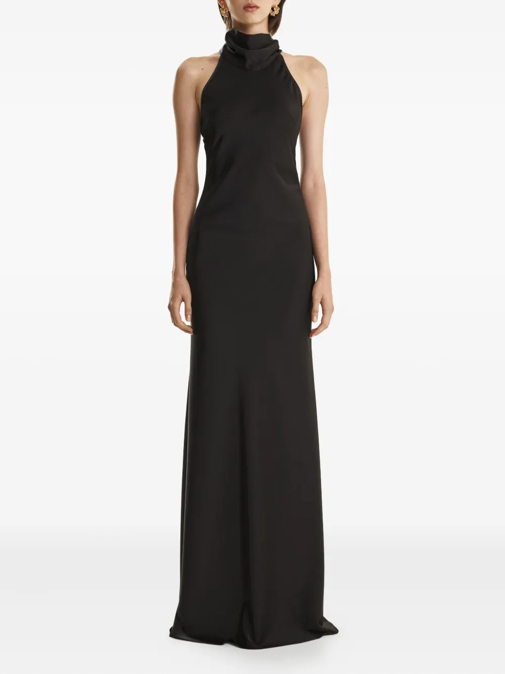 2310 Studio Halterneck Draped Maxi Dress In Black
