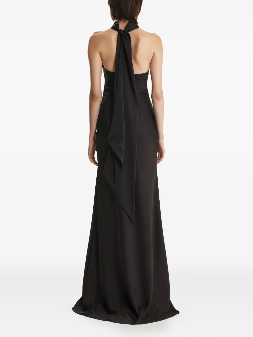 2310 Studio Halterneck Draped Maxi Dress In Black
