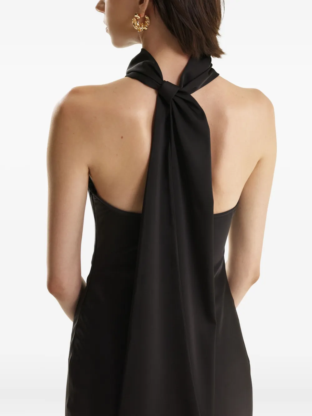 2310 Studio Halterneck Draped Maxi Dress In Black