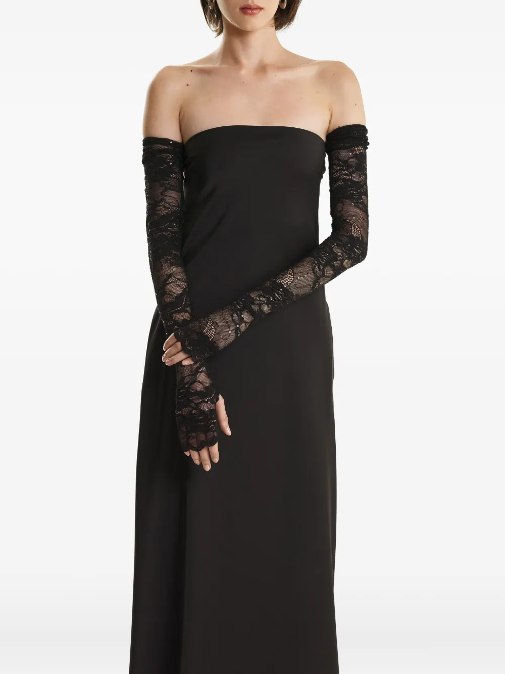 2310 STUDIO lace sequin gloves | Black | Image 1