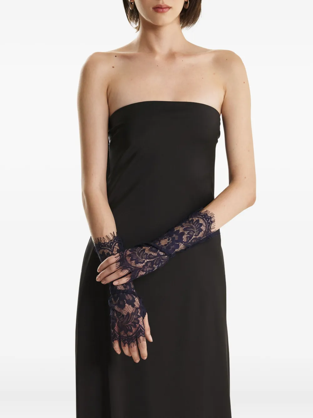 2310 STUDIO lace-trimmed gloves | Blue | Image 1