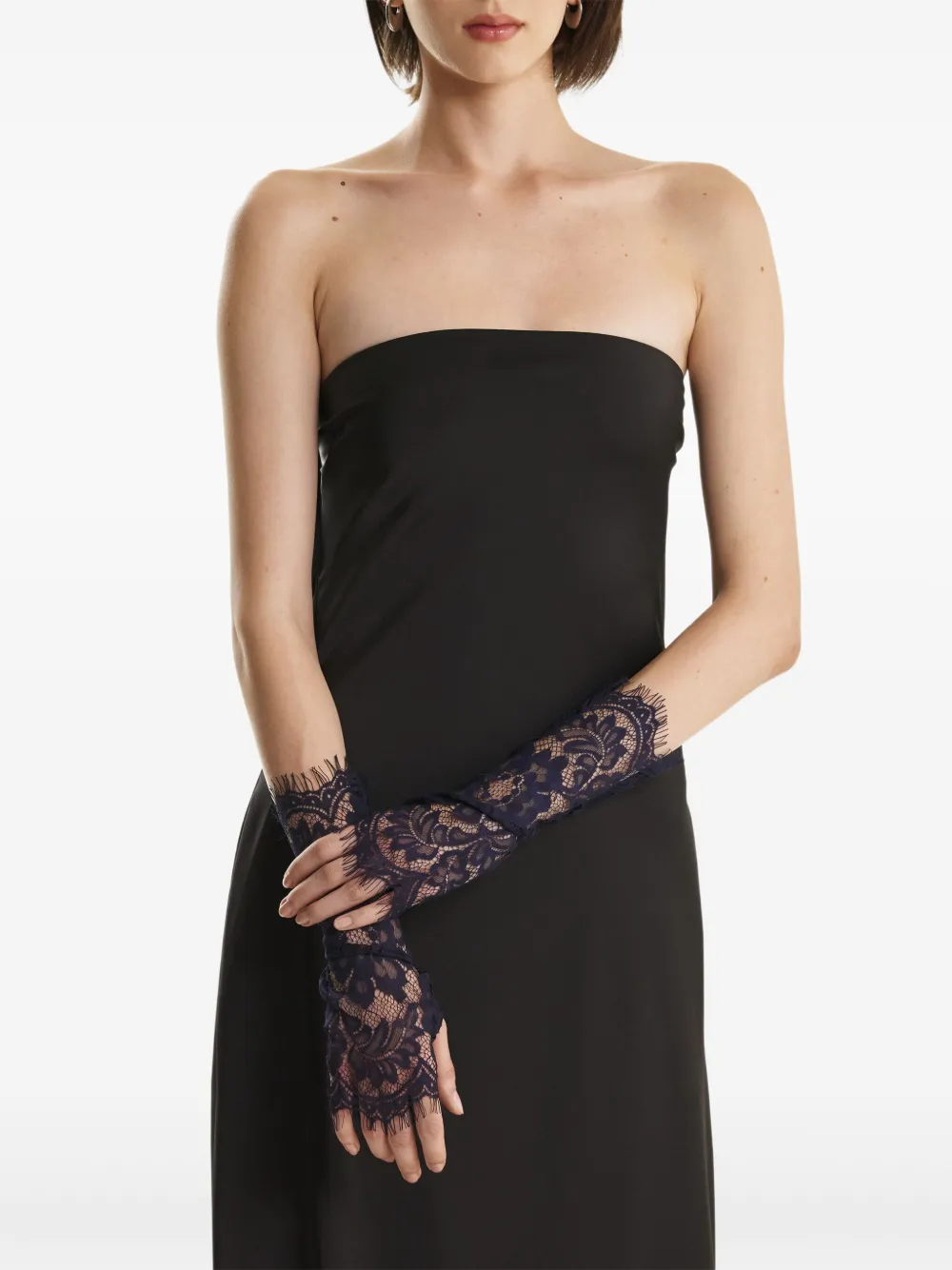 2310 STUDIO lace-trimmed gloves - Blu