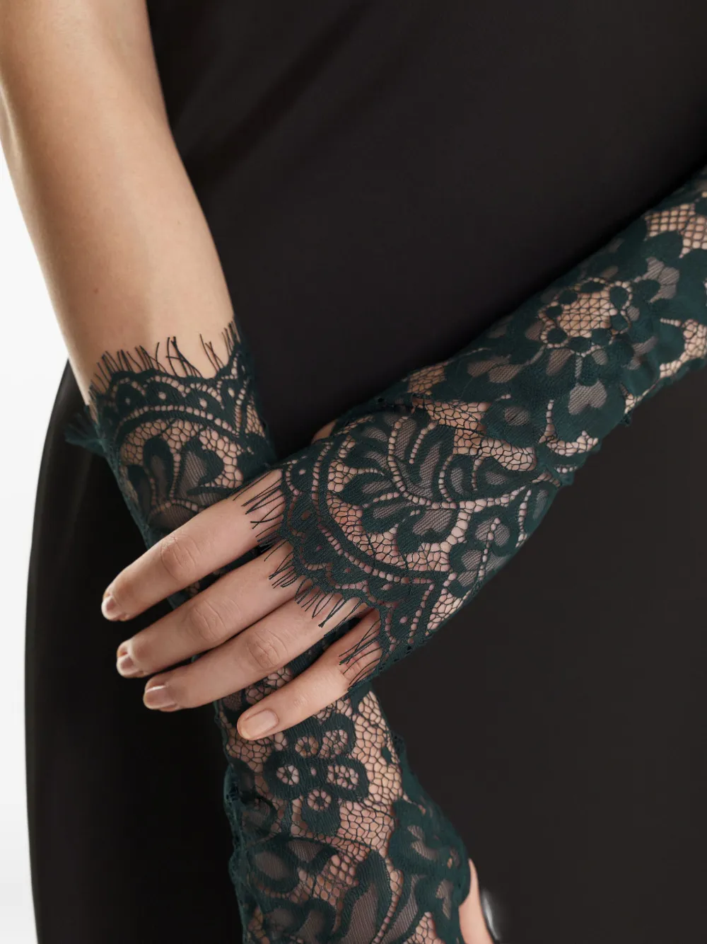 2310 STUDIO lace-trimmed gloves - Groen