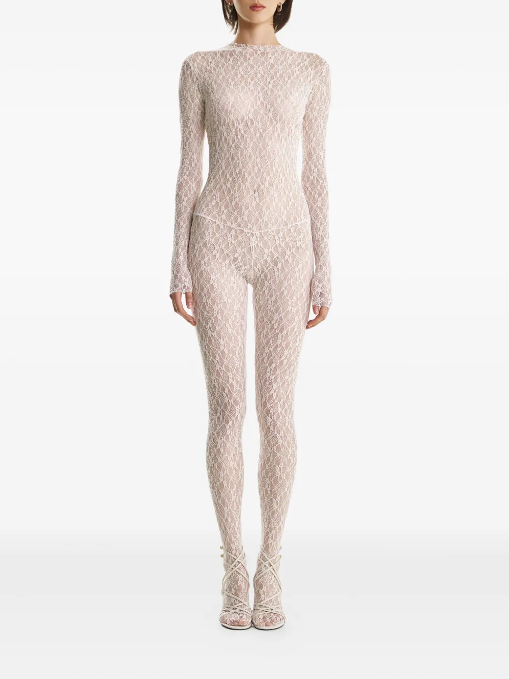 2310 STUDIO Jumpsuit met patroon en lange mouwen - Wit