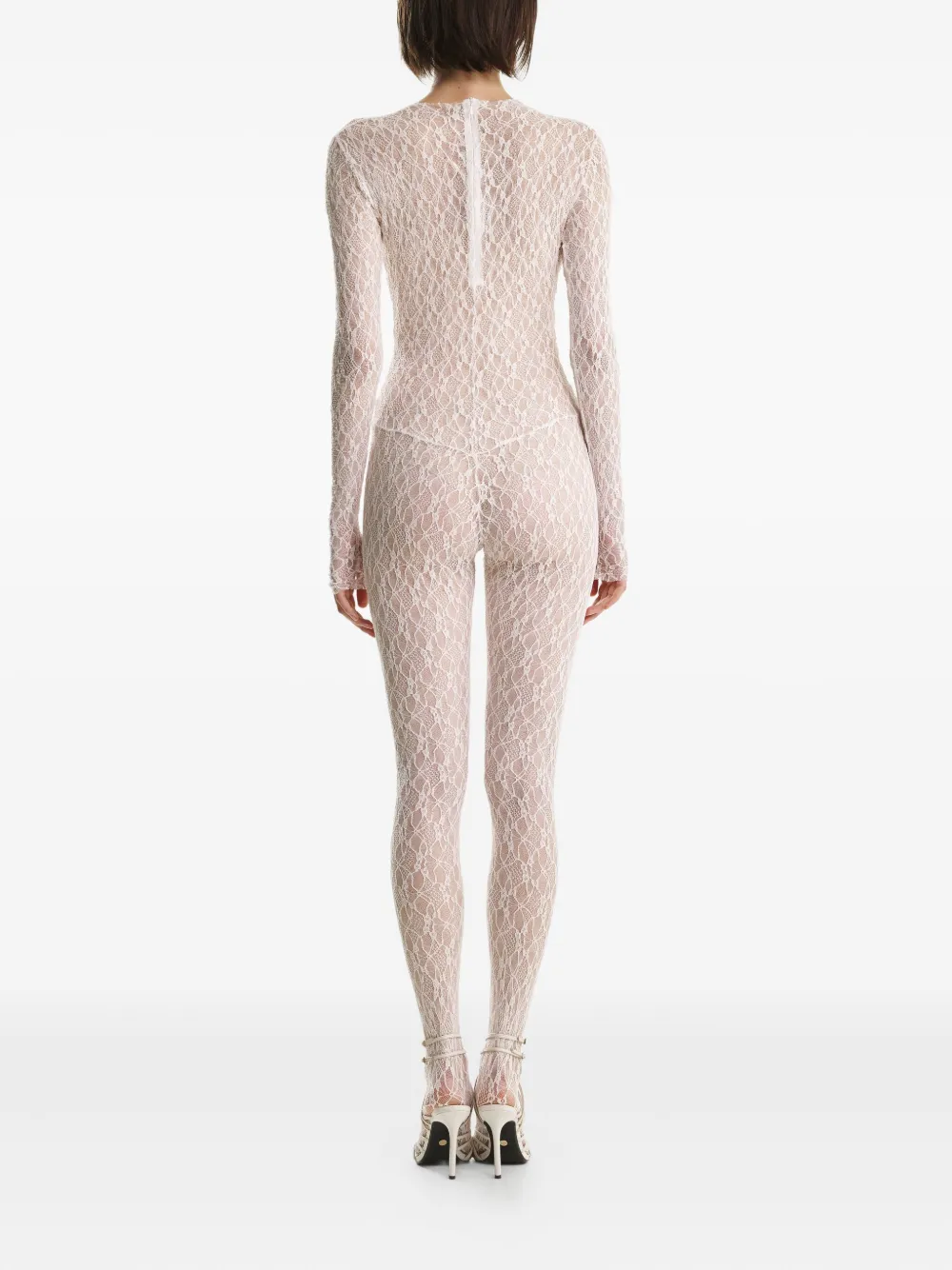 2310 Studio Patterned Long-sleeve Jumpsuit In White