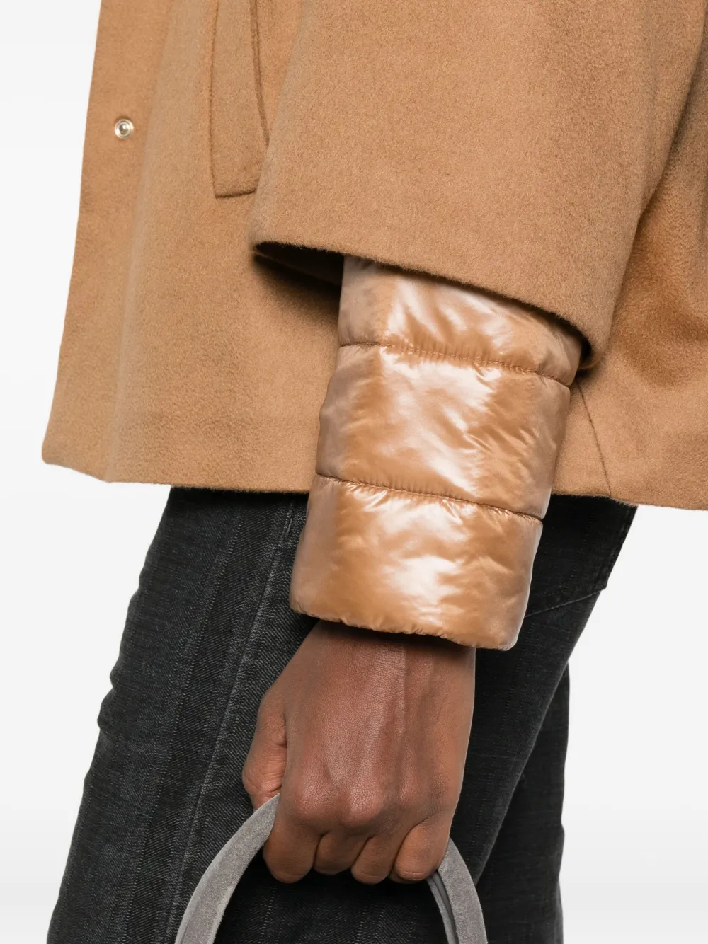 Herno Hooded Panelled Jacket In Brown