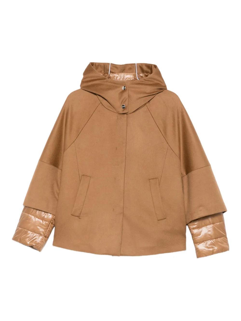Herno Hooded Panelled Jacket In Brown
