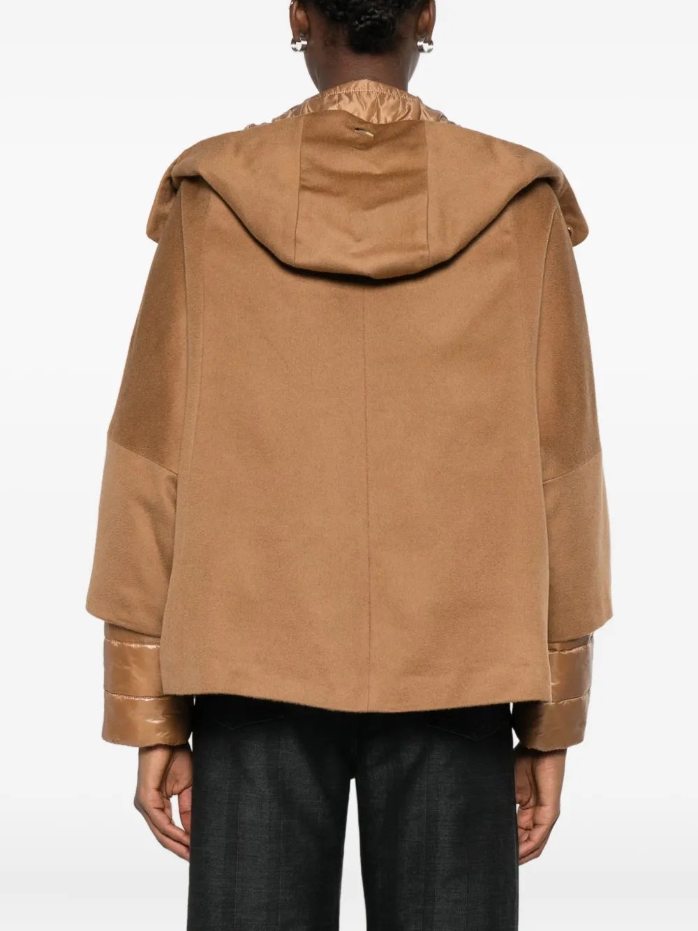 Herno Hooded Panelled Jacket In Brown