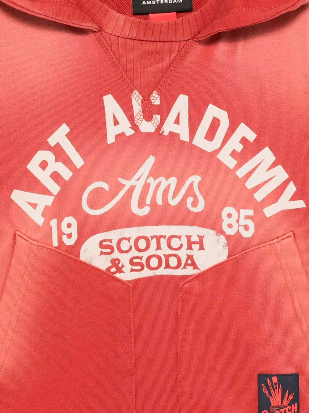 Scotch & Soda Logo-print Hoodie In Red