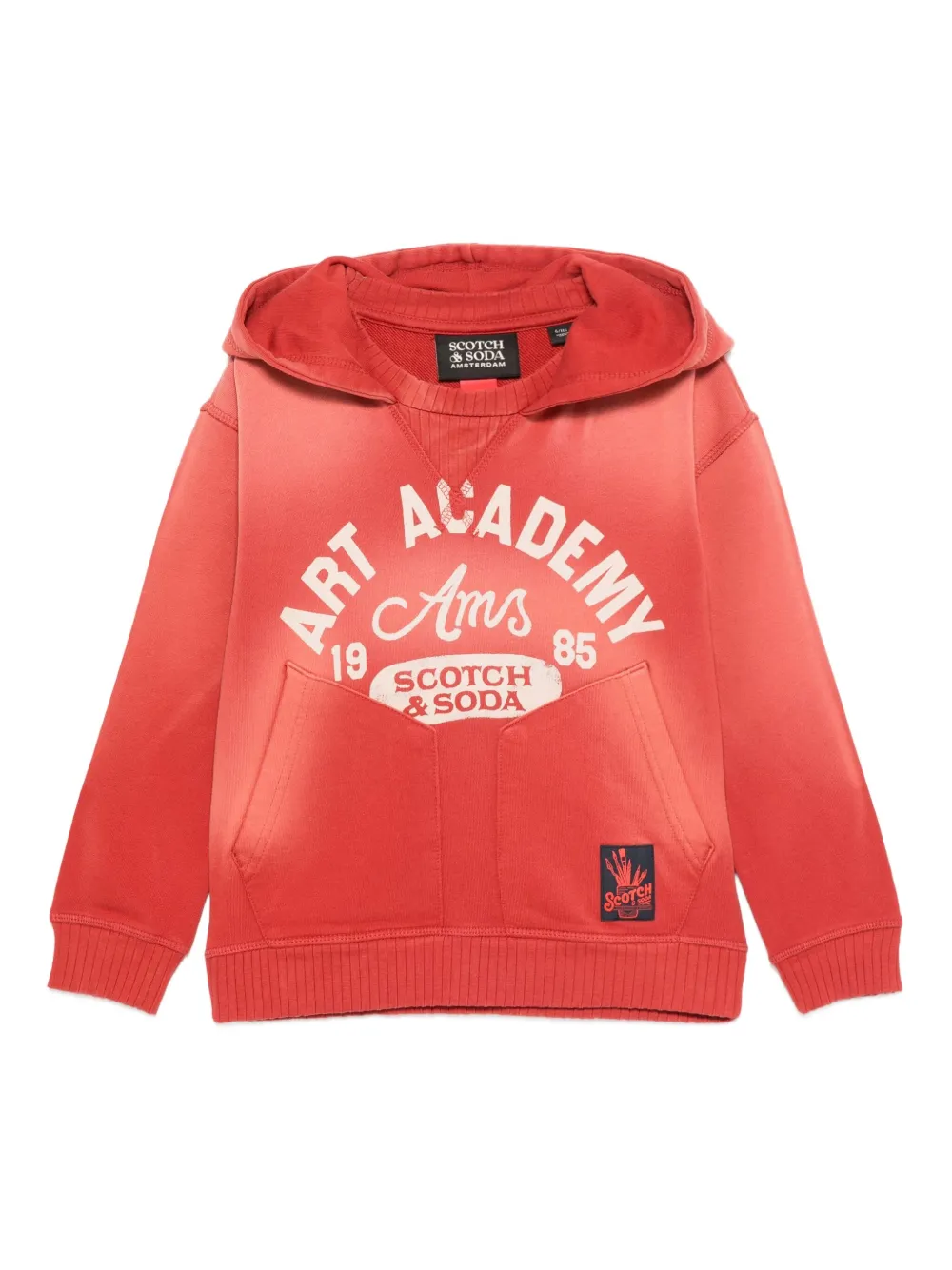Scotch & Soda Logo-print Hoodie In Red