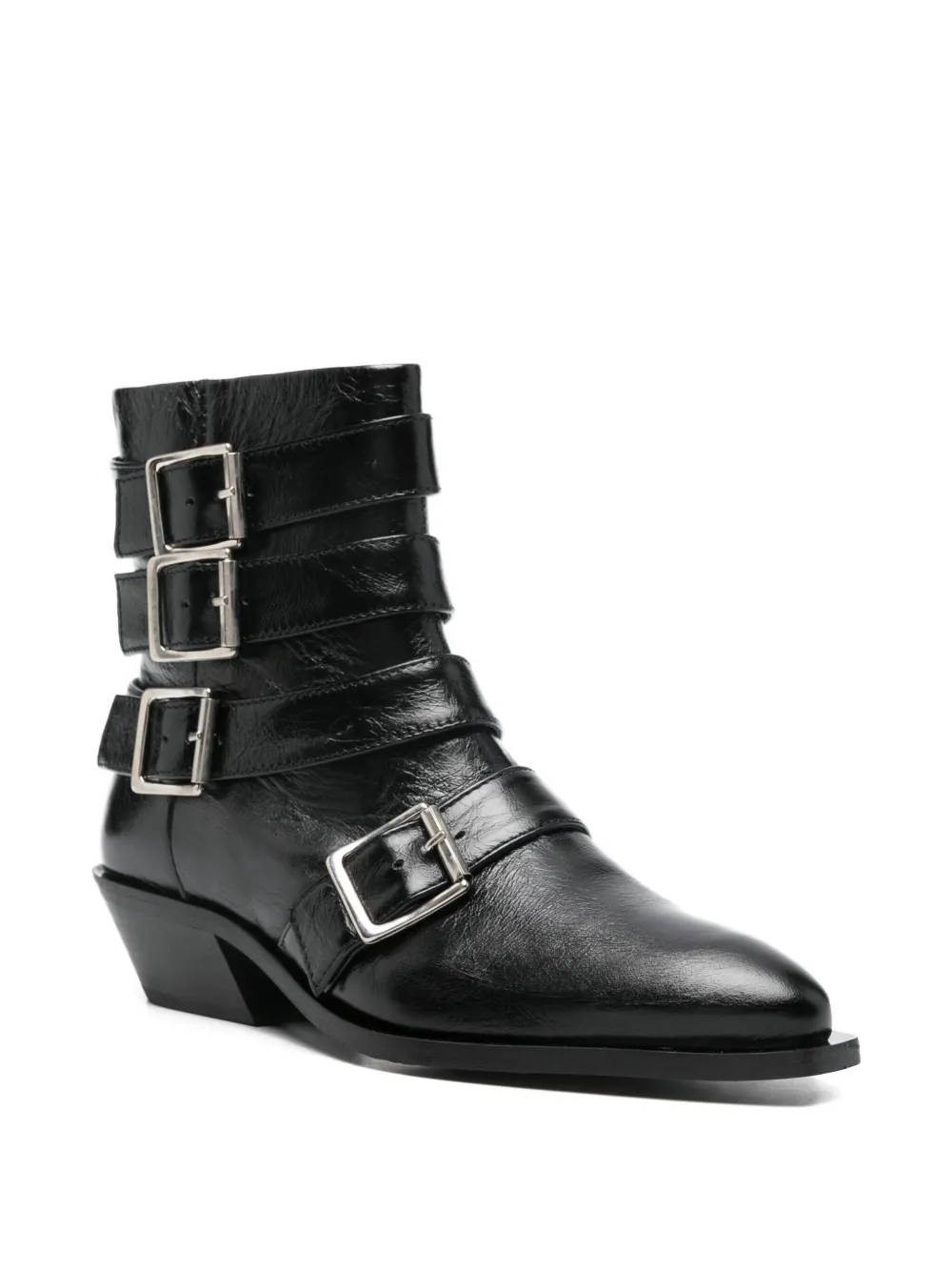 ALOHAS buckled pointed-toe boots Zwart