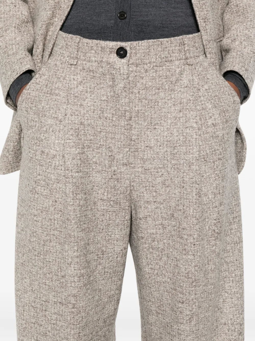 Mark Kenly Domino Tan Pleated Tweed Pants In Brown