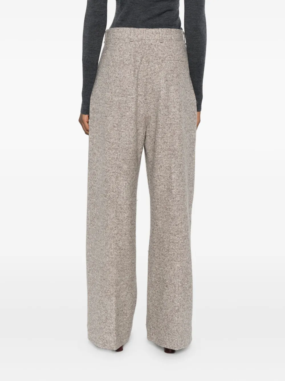 Mark Kenly Domino Tan Pleated Tweed Pants In Brown