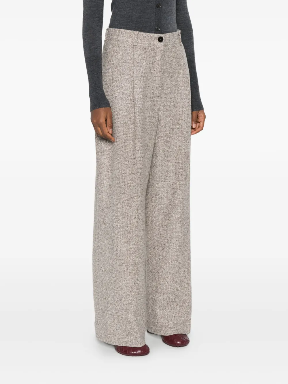Mark Kenly Domino Tan Pleated Tweed Pants In Brown
