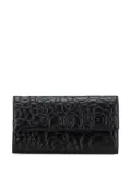 CHANEL Pre-Owned 2015-2016 CC Lambskin Embossed Camellia Flap Wallet long wallets - Black