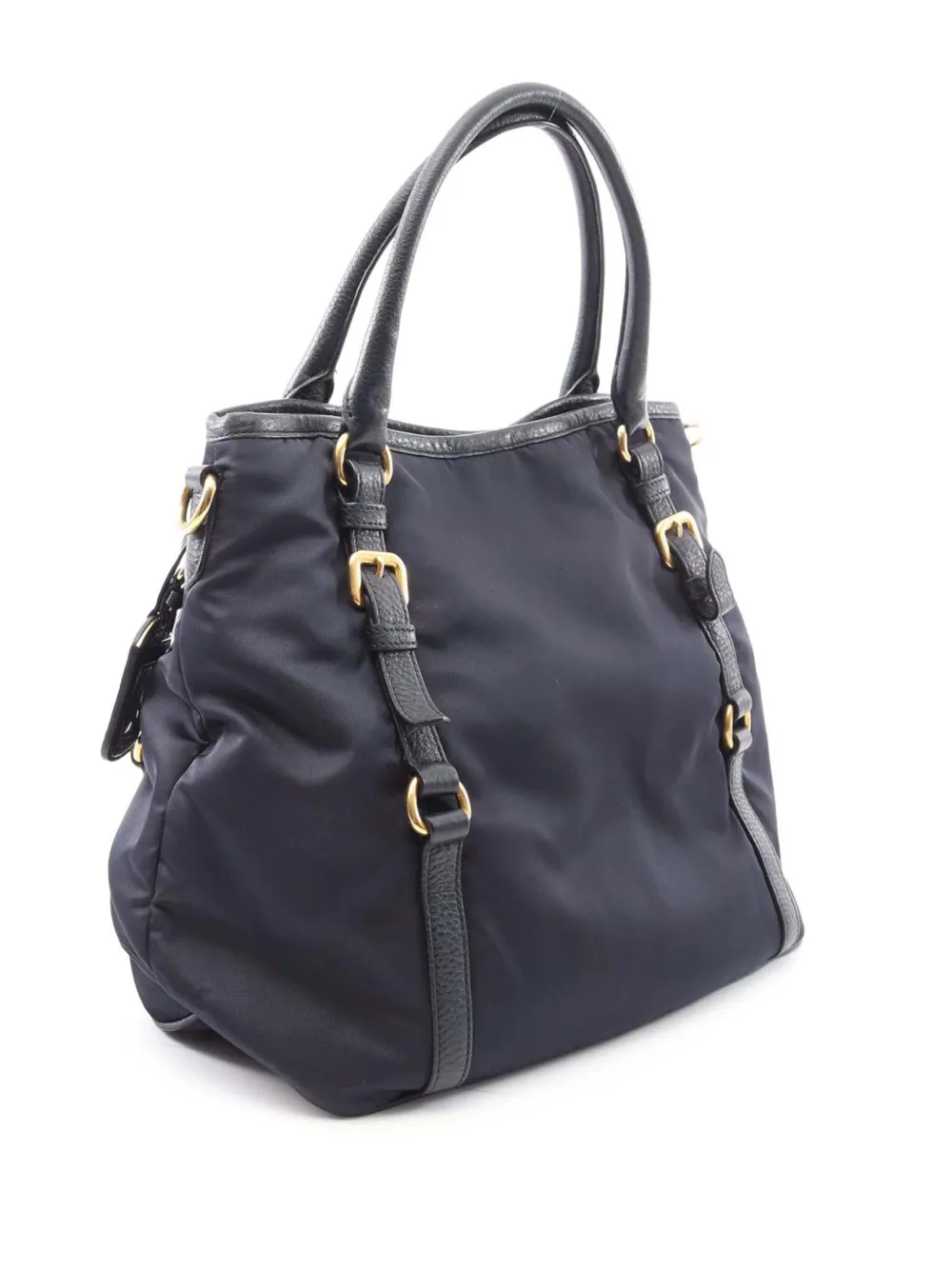 Pre-owned Prada 2000-2025 Vitello Daino Trimmed Tessuto Satchel In Blue