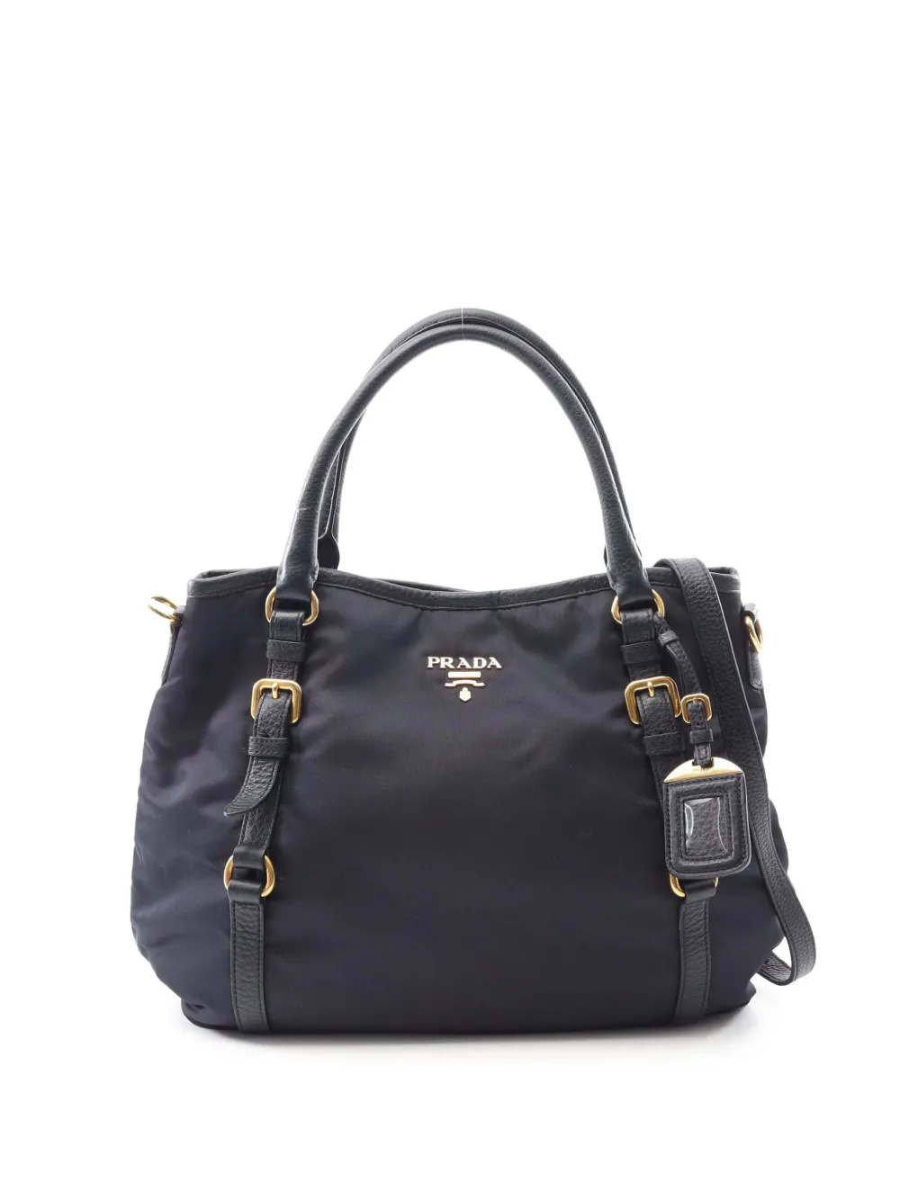 Pre-owned Prada 2000-2025 Vitello Daino Trimmed Tessuto Satchel In Blue