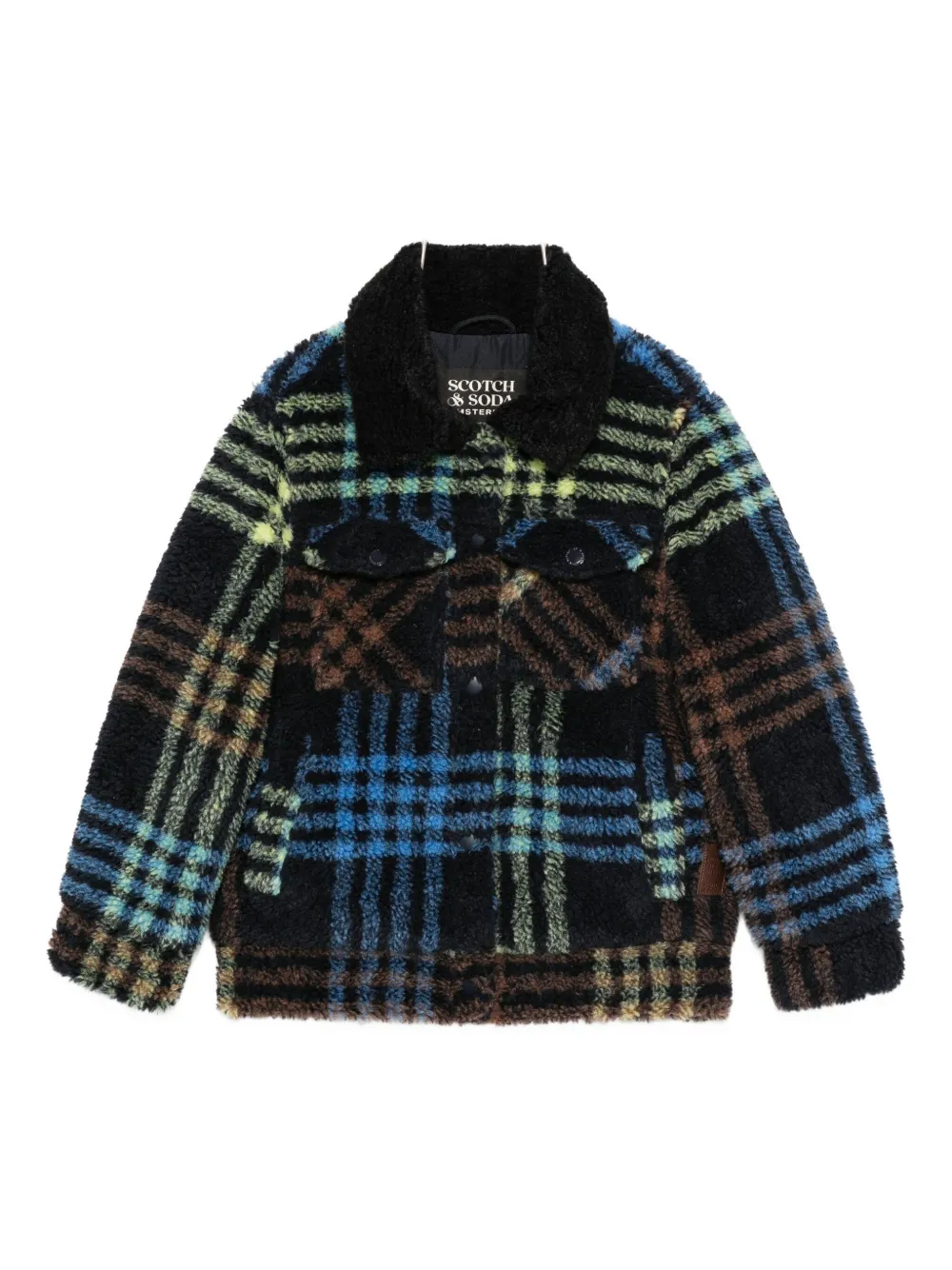 Scotch & Soda Kids' Checked Sherpa Jacket In Multi