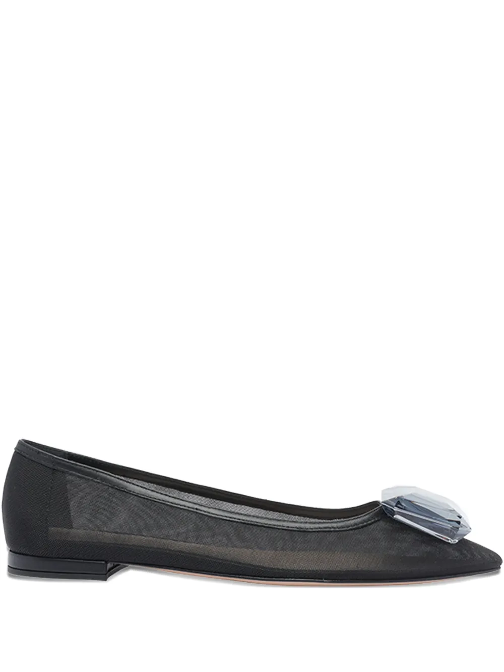 Gianvito Rossi crystal-embellished ballet flats Black