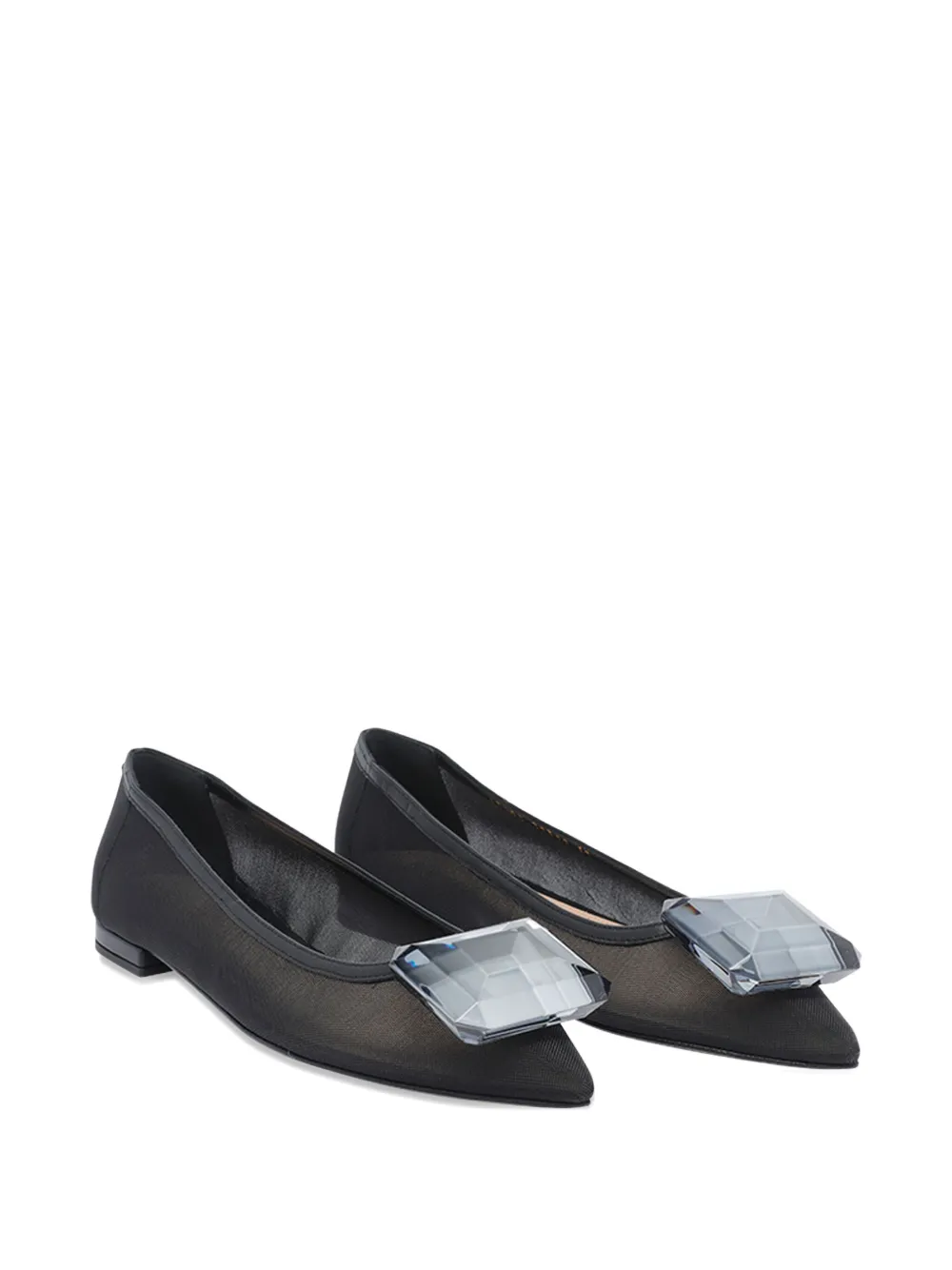 Gianvito Rossi crystal-embellished ballet flats Black