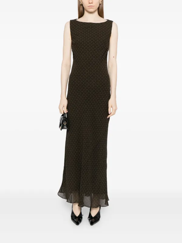 a line flowy maxi dress HAPPY CLOTHING BEIGE A-LINE DRAPED MESH SILK MAXI DRESS main image 1