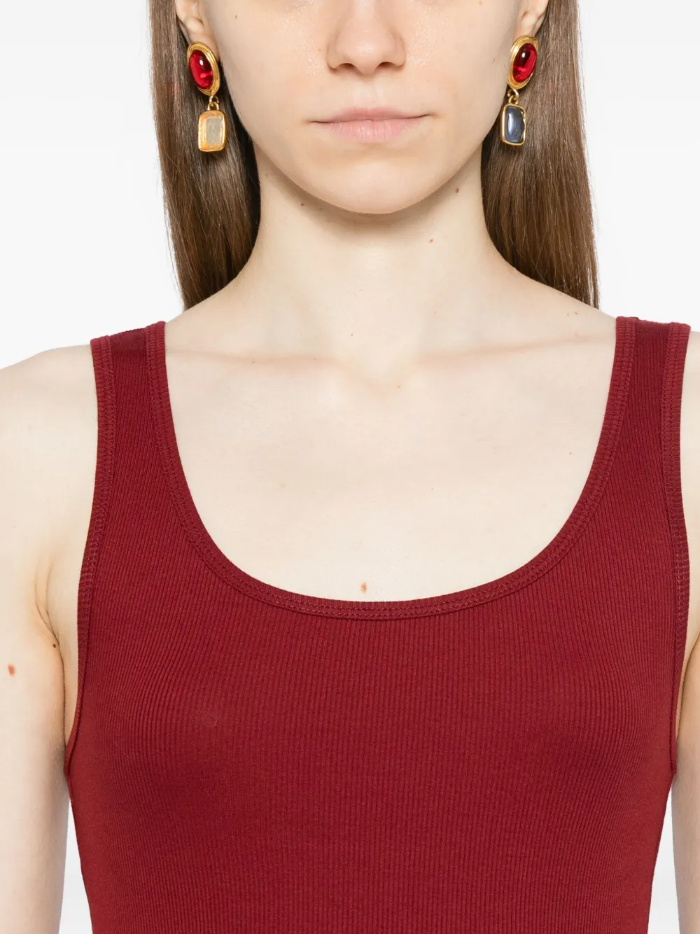 Reformation Tanktop met ronde hals Rood
