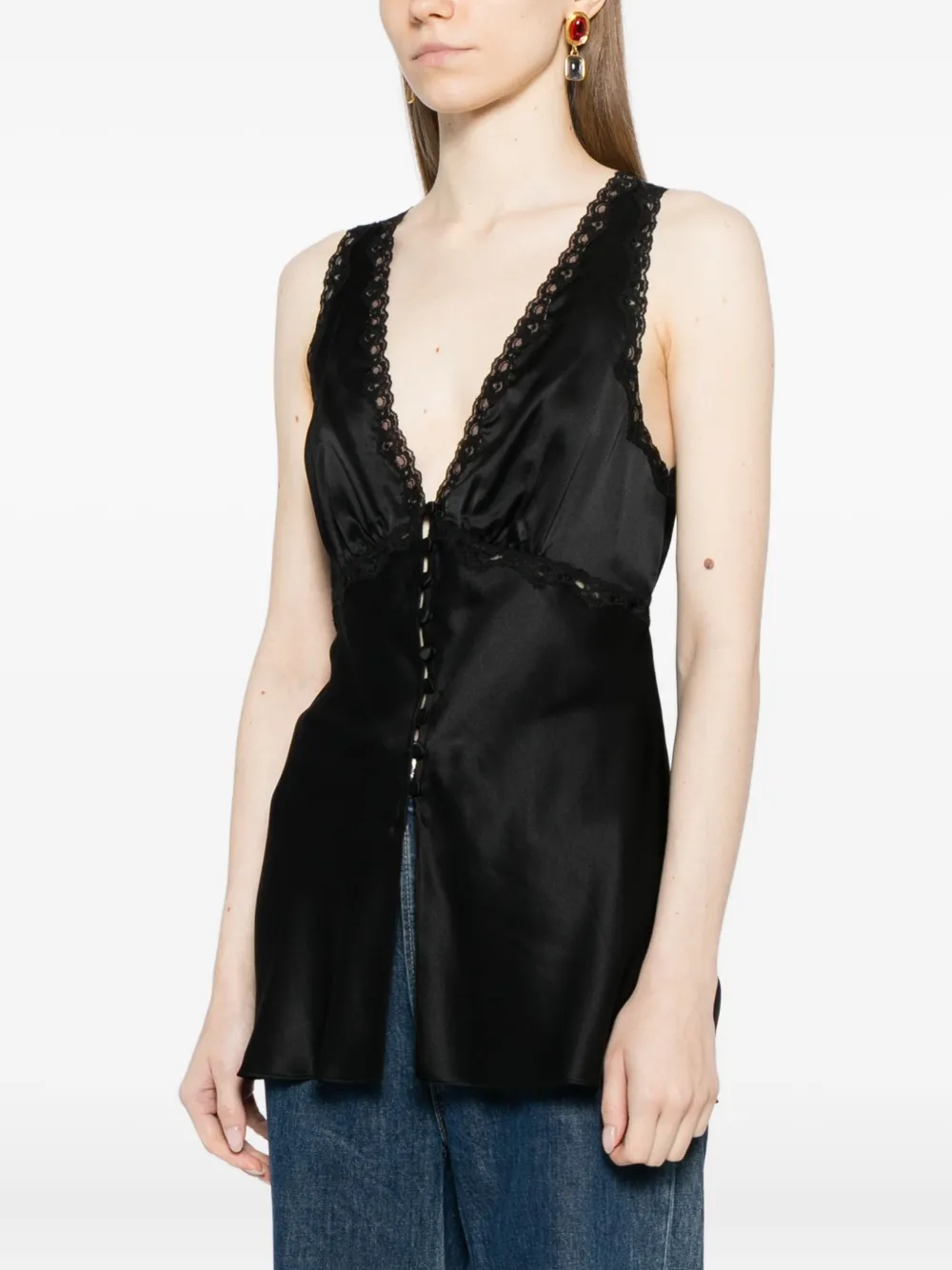 Reformation Addie top Zwart