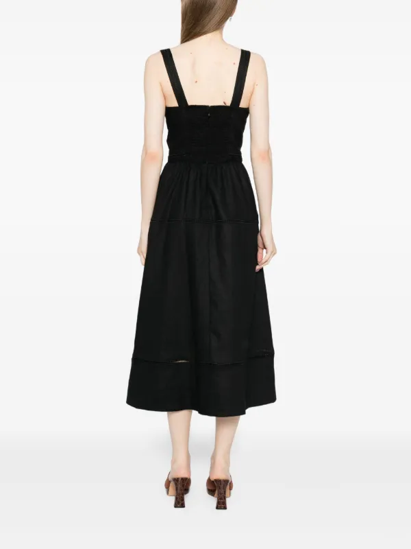 reformation everett linen dress feminine silhouette Reformation Women's Everett Black Mini