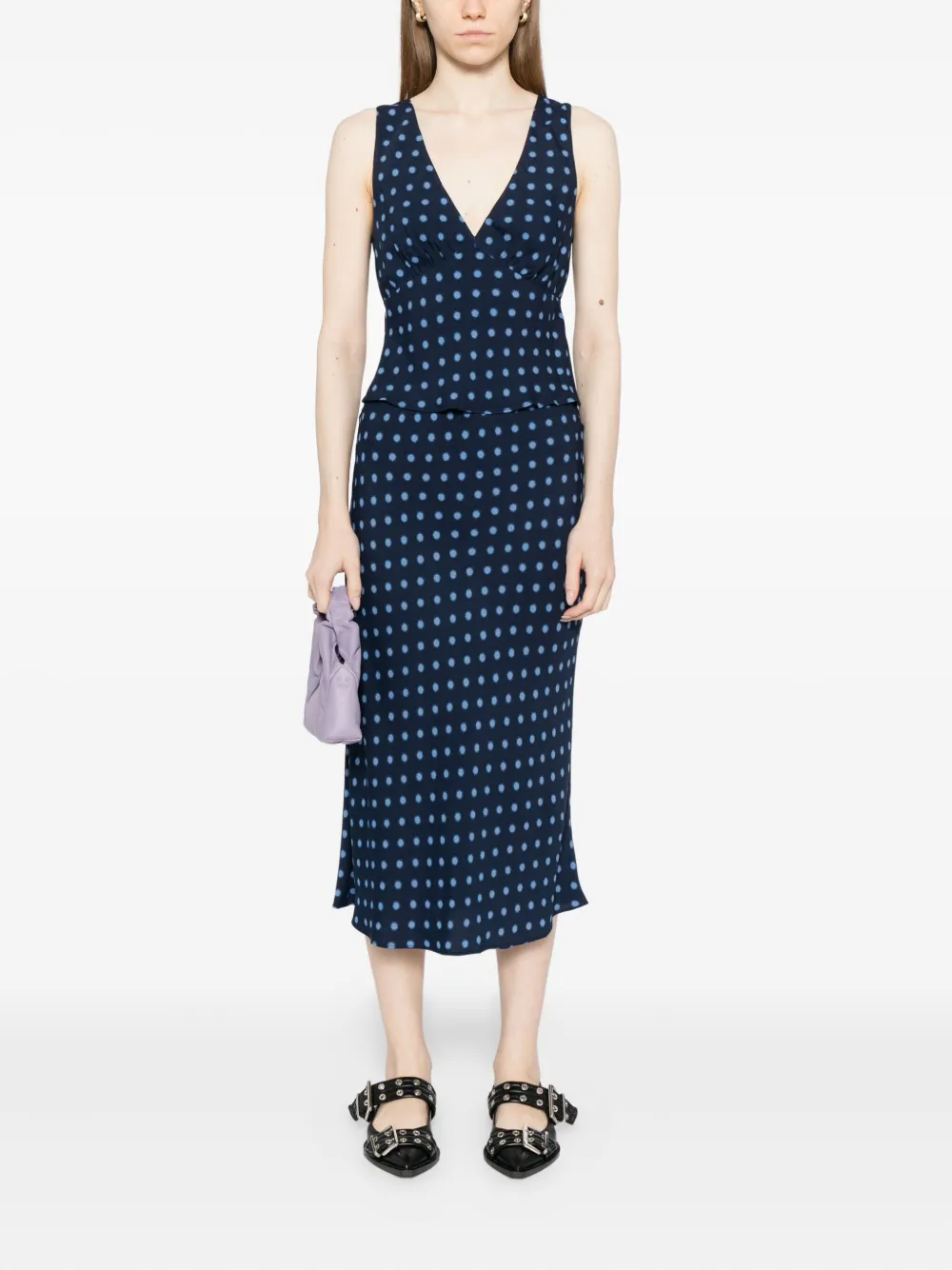 Reformation Zoe Skirt Set In Blue