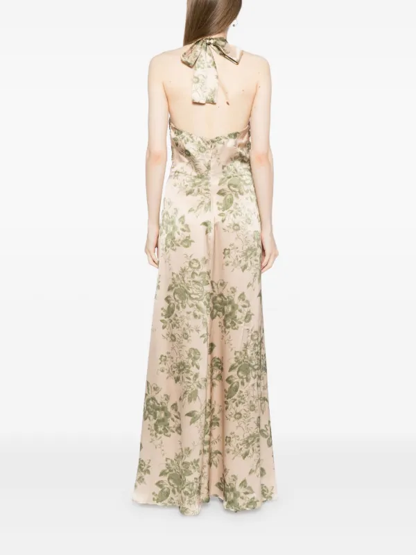 silk halter dress long Rinna Satin Halter Maxi Dress / Ivory | MESHKI main image 0