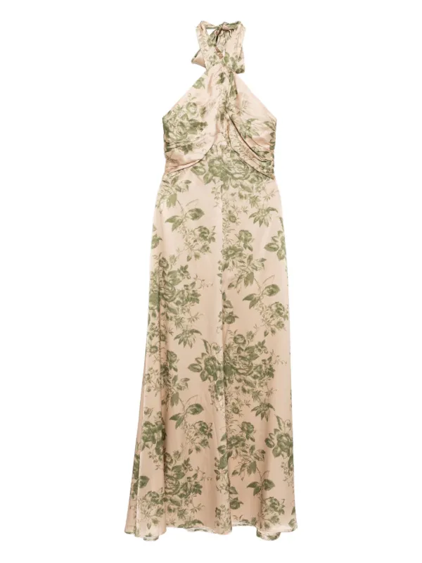 Reformation Veria Sleeveless Halterneck Dress - Neutrals
