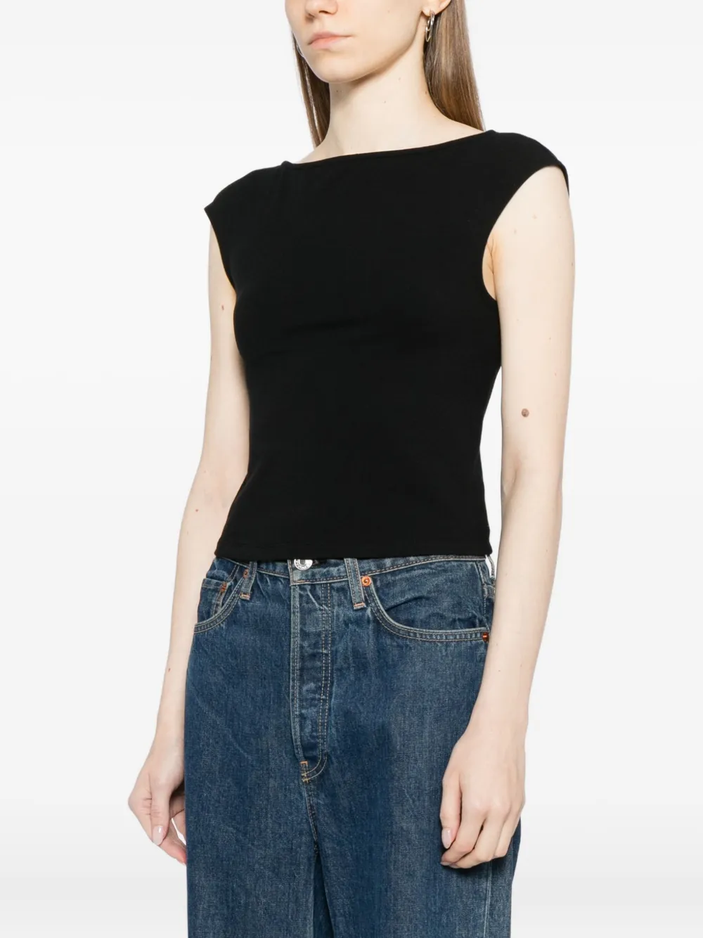 Reformation Darra Knit Top In Black
