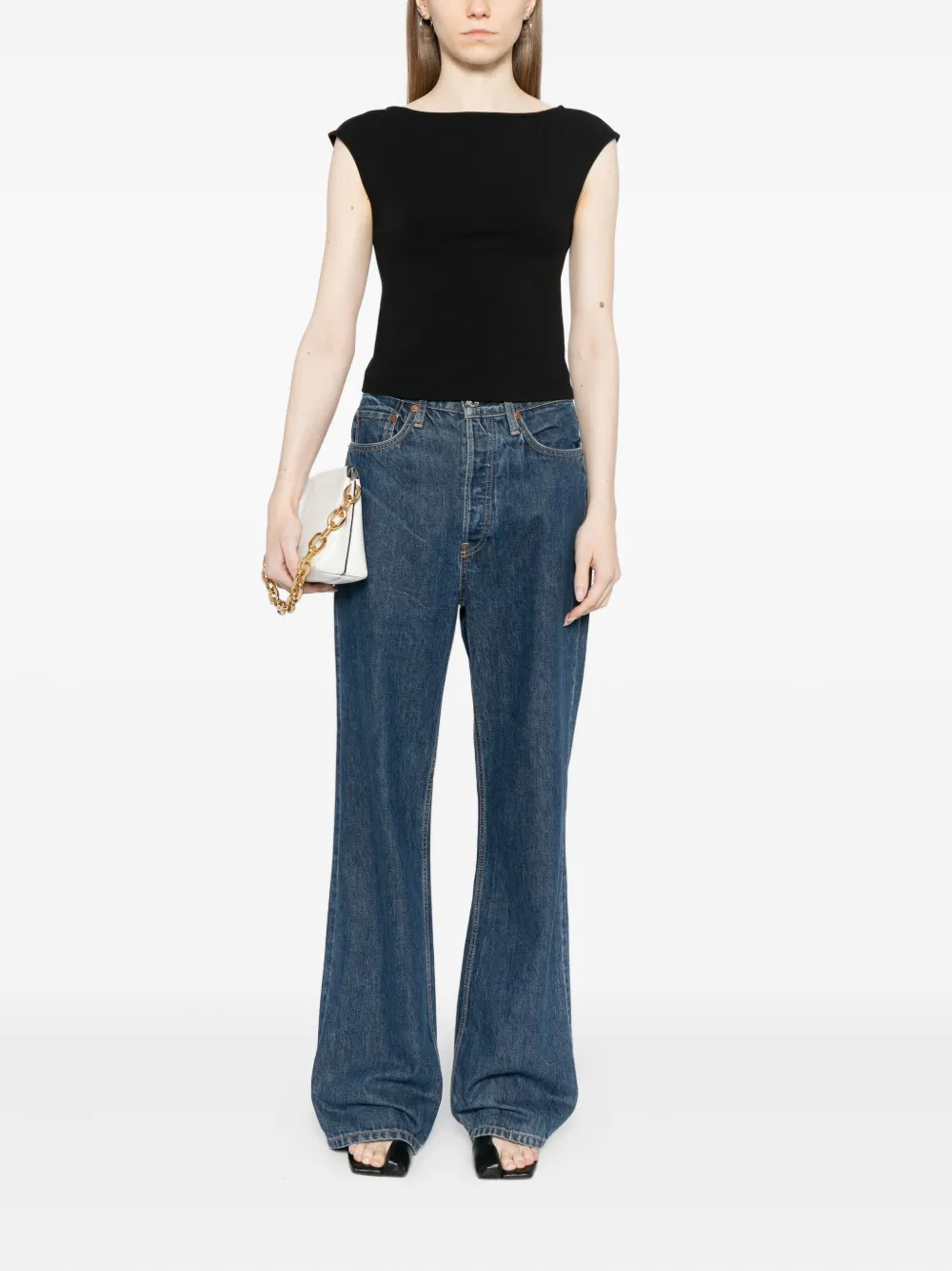 Reformation Darra Knit Top In Black