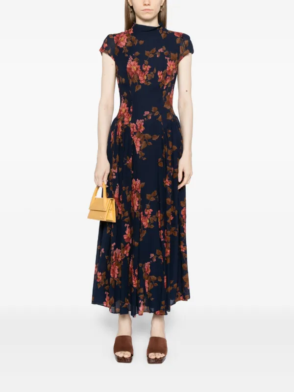 reformation blue floral dress long sleeve Reformation Floral Print Long Dress - Blue Dresses, Clothing - WRFMN368750