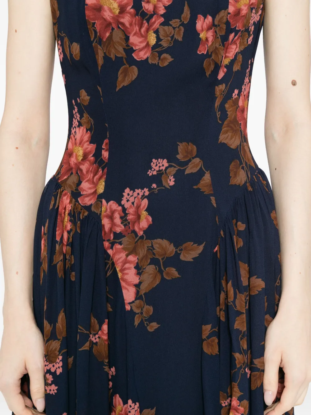 Reformation Maven Floral Print Maxi Dress In Blue