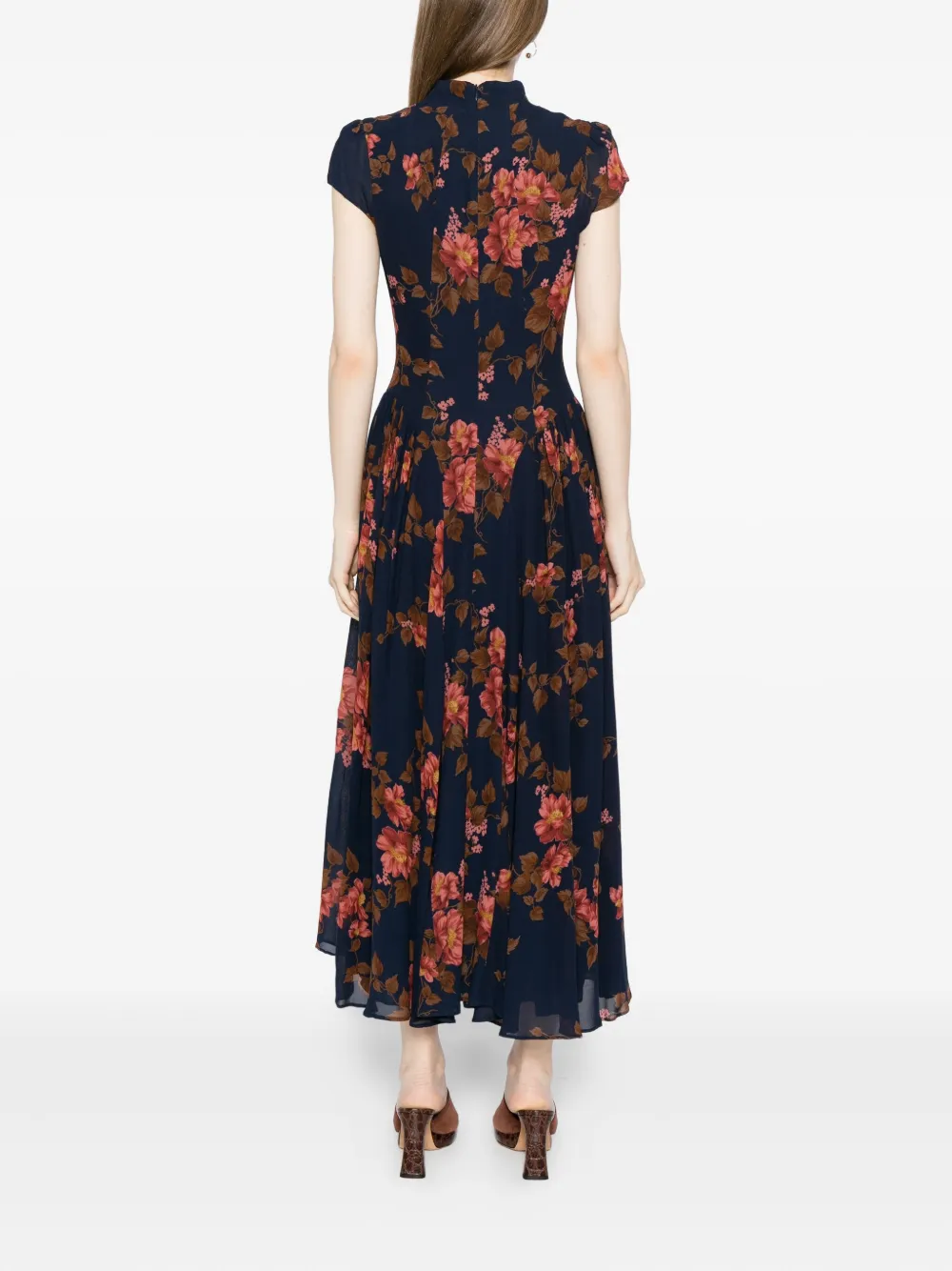 Reformation Maven Floral Print Maxi Dress In Blue