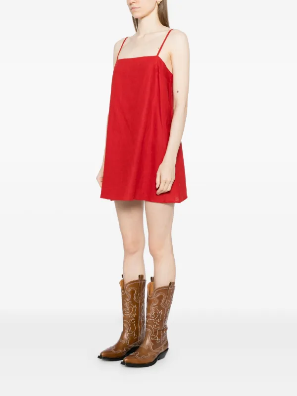 Reformation Aubree Linen Dress | Red | FARFETCH Reformation Aubree Linen Dress | Red | FARFETCH