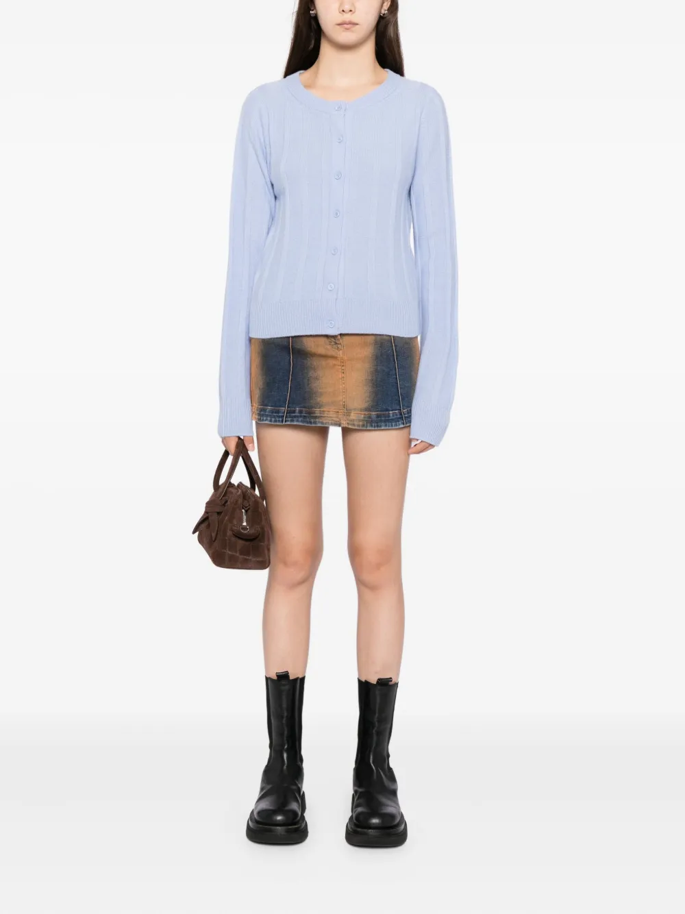 Reformation Hannah Crew Cardigan In Blue