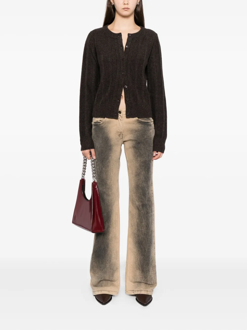 Reformation Hannah Cardigan In Brown