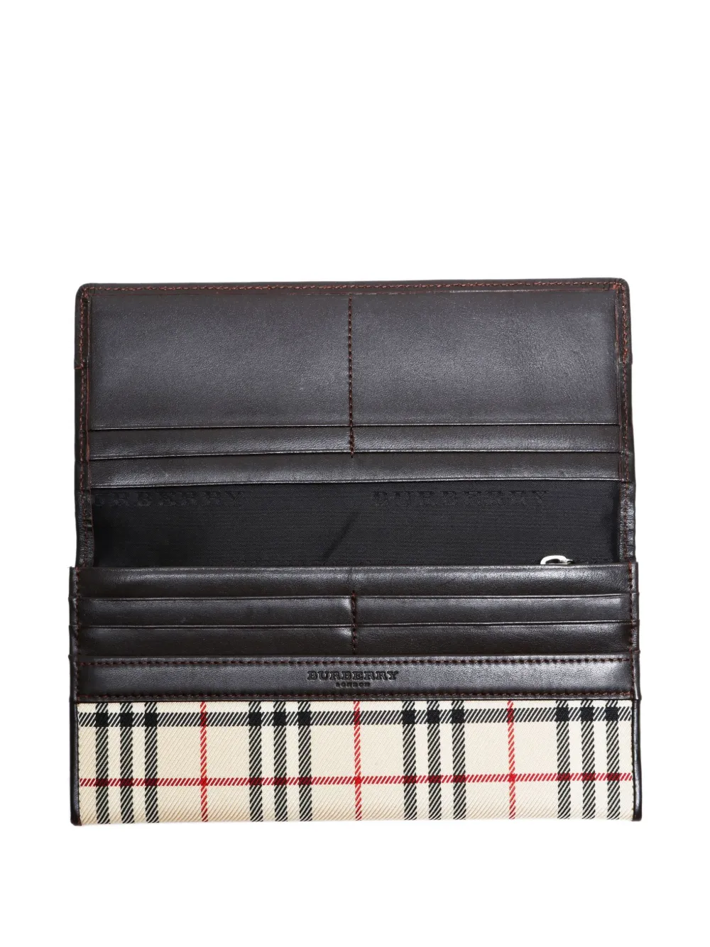 Pre-owned Burberry 2000s Check-pattern Wallet In Neutral