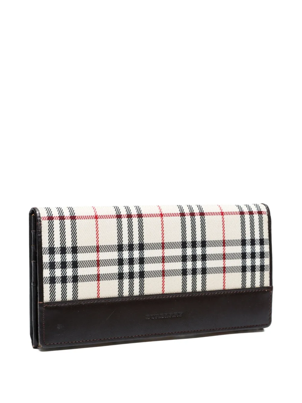 Pre-owned Burberry 2000s Check-pattern Wallet In Neutral