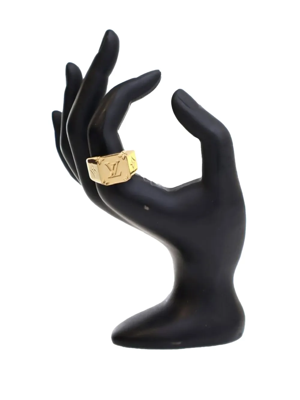 Pre-owned Louis Vuitton 2021 Gold Plated Monogram Signet Ring L Costume Ring