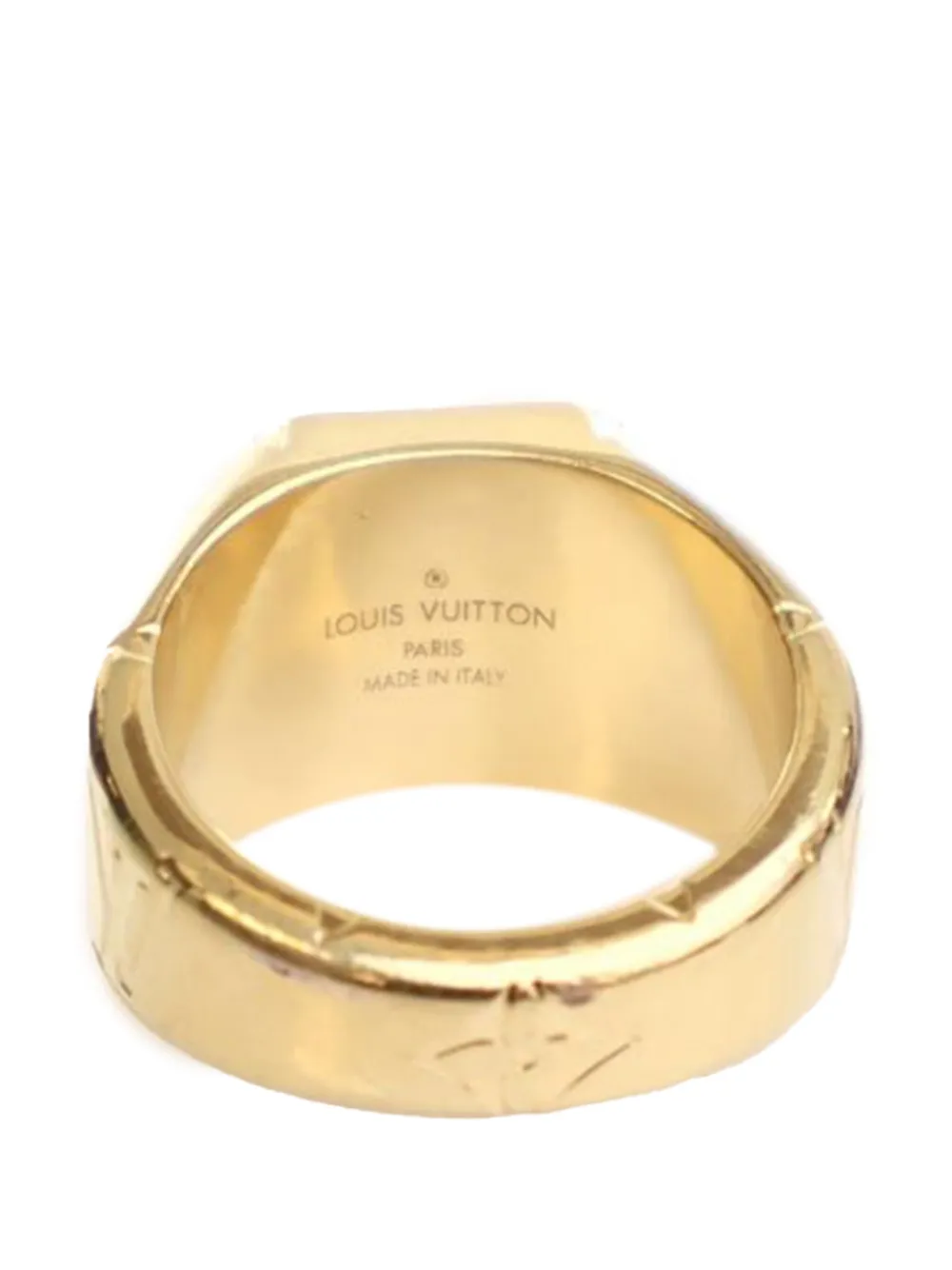 Louis Vuitton Pre-Owned 2021 Gold Plated Monogram Signet Ring L costume ring | Image 2