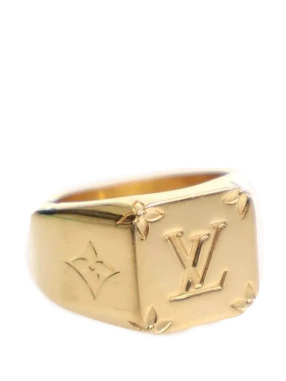 Louis Vuitton Pre-Owned 2021 Gold Plated Monogram Signet Ring L costume ring | Gold | Image 1
