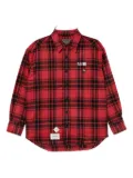 Musium Div. patchwork plaid shirt - Red