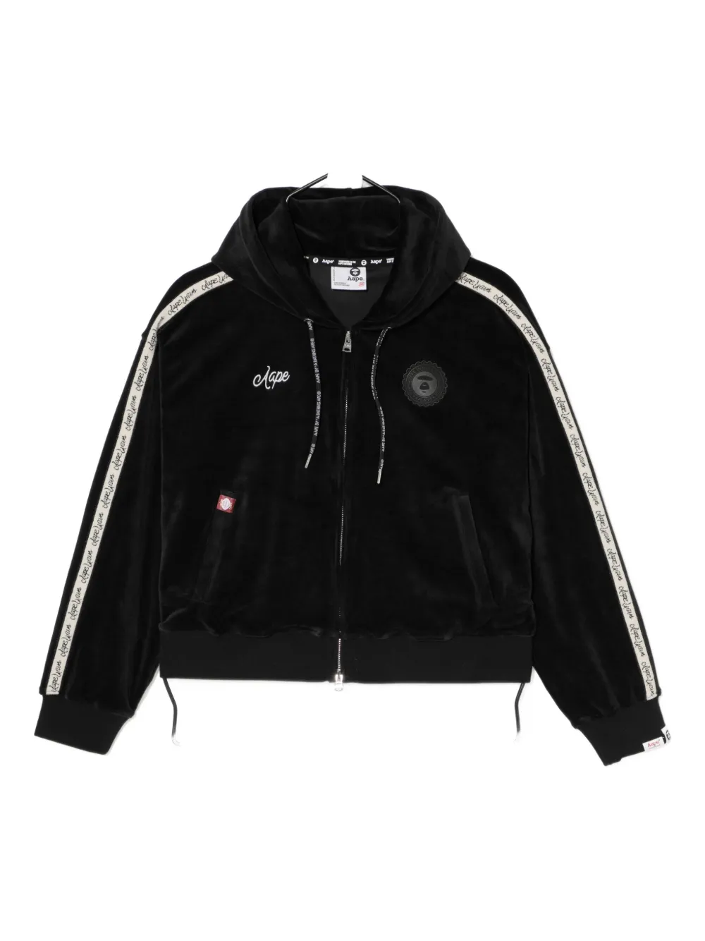 Aape By A Bathing Ape Logo Velvet Hoodie In Black
