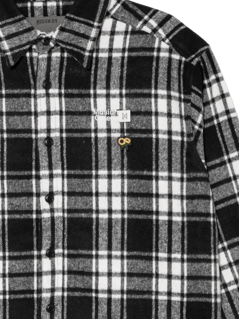 Musium Div. Patchwork Plaid Shirt In Black